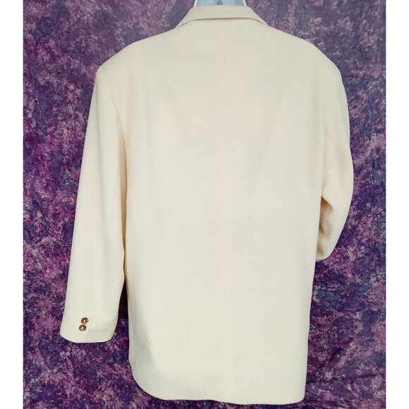 Vintage '80s Mervyns Partners Blazer Wool-Blend 3-Pockets Lined Cream Lady-(L) - Picture 7 of 13